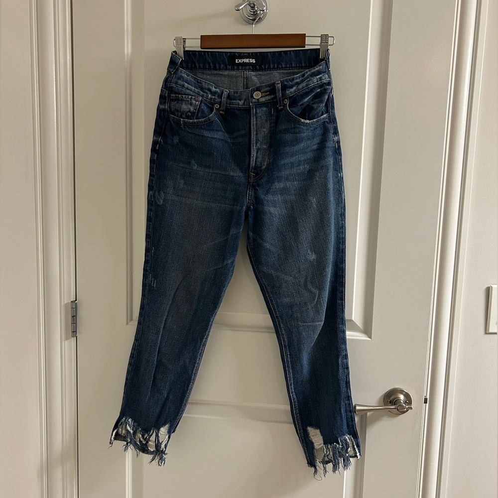 Distressed high rise jeans from Express